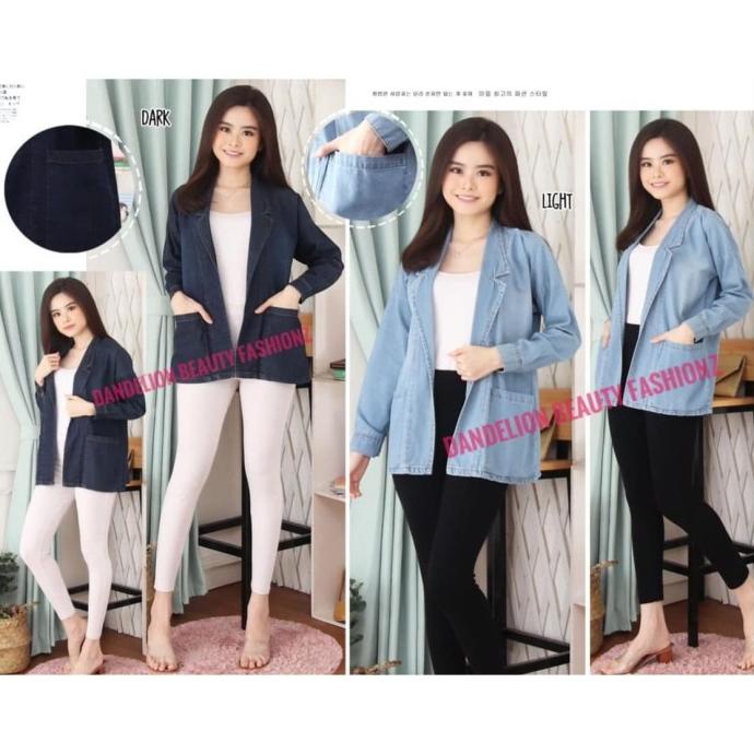 BLAZER JEANS DENIM WANITA LENGAN PANJANG
