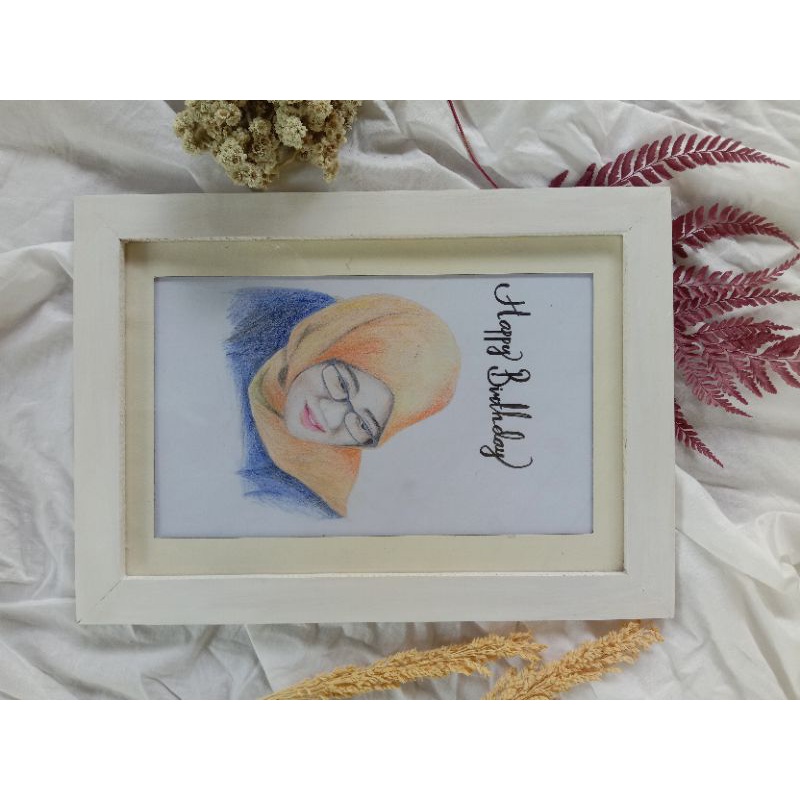 KADO WISUDA Lukisan Wajah Seketsa Wajah / Lukisan Wajah Custom / Hadiah Ulang Tahun Seketsa Wajah Bi