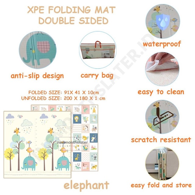 Right Start XPE Folding Mat Double Sided Antislip Carry Bag Waterproof Foldable Karpet Bayi Playmat