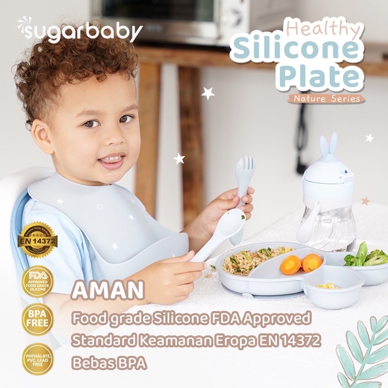 Sugar Baby Healthy Silicone Plate Nature Series/Piring makan anak/Peralatan Mpasi