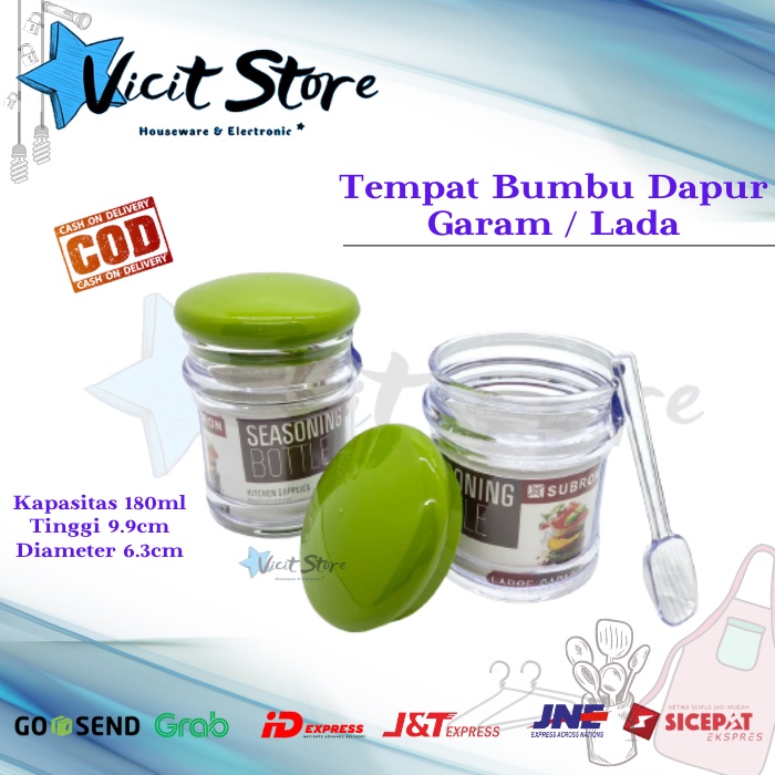 Tempat Bumbu Garam &amp; Merica / Botol Bumbu Plus Sendok Subron