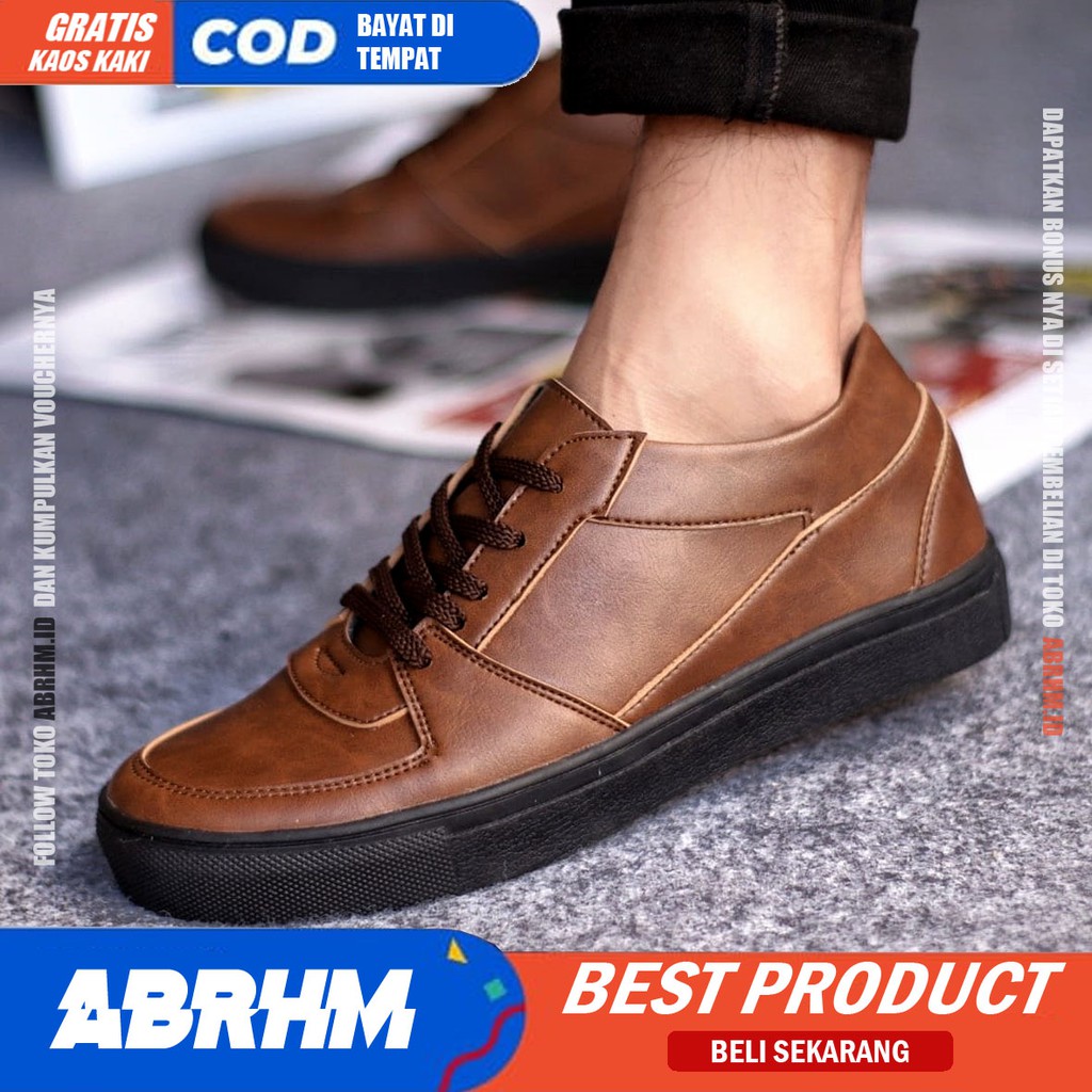 ROBERT- Sepatu Sneakers Pria Sepatu Pria Casual Kulit Syntetic Premium Sepatu Kasual Semi Formal Kerja Kuliah Kondangan Sepatu Gaya Santai Keren Kekinian Murah Terlaris