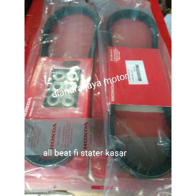 Vbelt plus roler asli merk honda ( AHM) motor beat fi.scoopy.spacy fi.vario fi 110 cc (stater kasar)