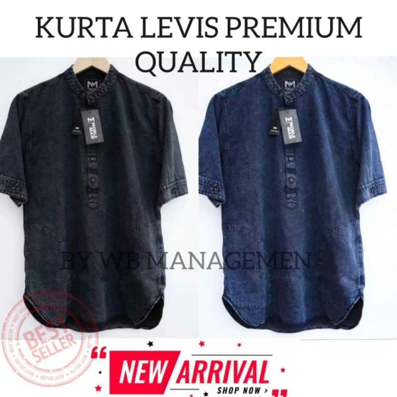 Baju Koko Jeans Kurta Premium Quality Kurta Jeans Jumbo Koko Lengan Pendek