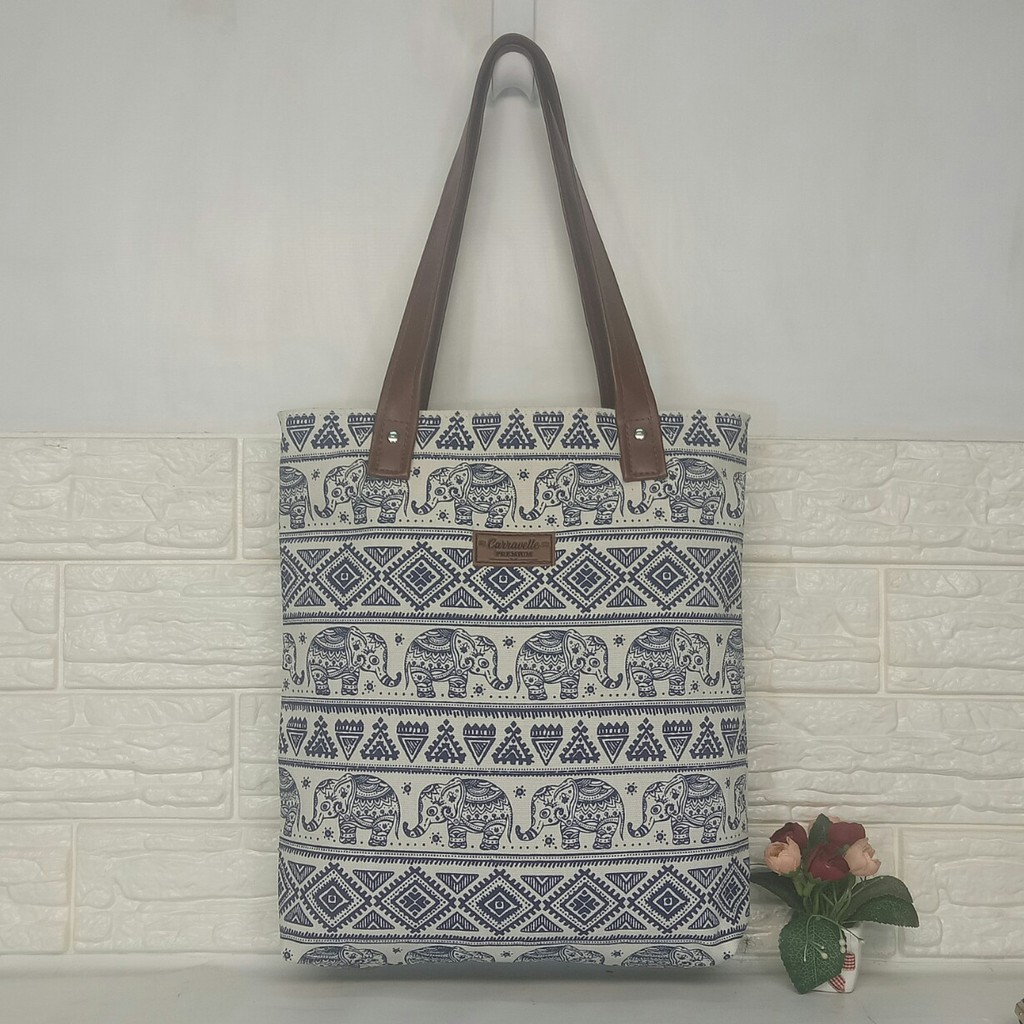 TOTTE BAG  RESLETING WANITA TOTEBAG CANVAS JEANS bisa POLOS DAN CUSTOM SABLON TB 015