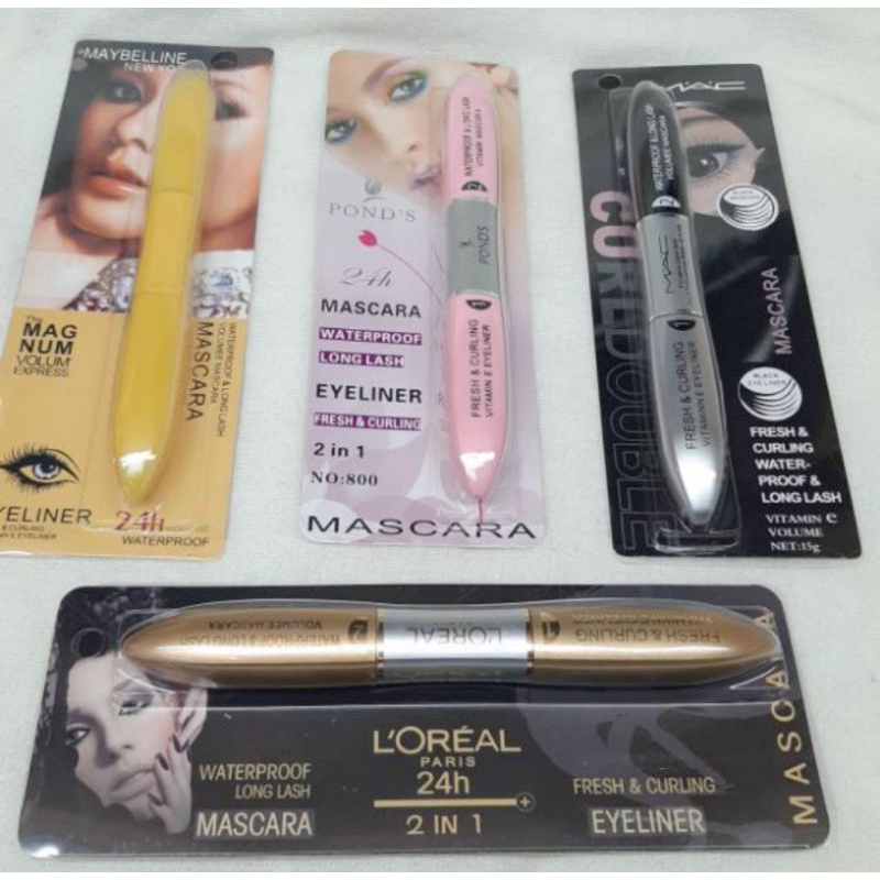 Maskara eyeliner maybelline,revlon,aloevera 99% 2in1