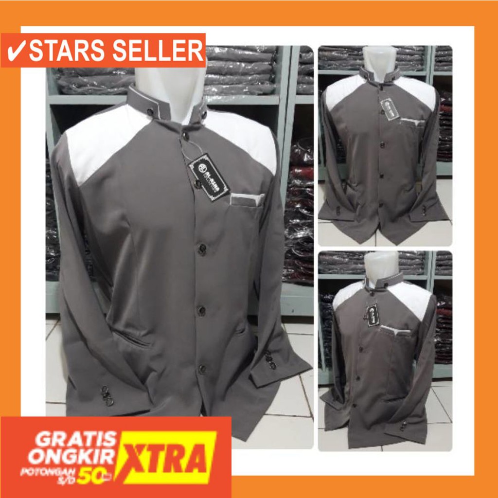 BUSANA MUSLIM TERBAIK MURAH BARU KECIL BESAR JUMBO BIG / Jasko Abu Polos Kombinasi Putih Pundak