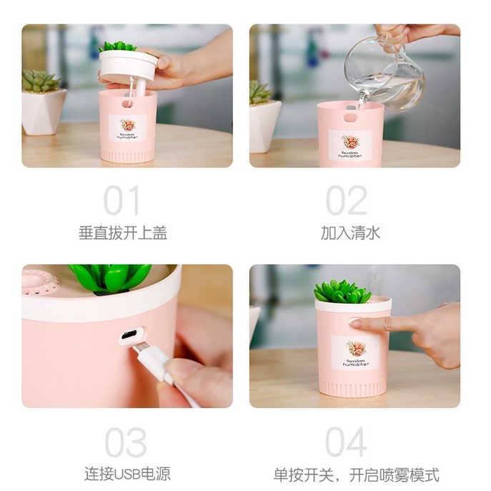 Humidifier Usb Air Diffuser Purifier Pelembab Udara Light Aromatherapy