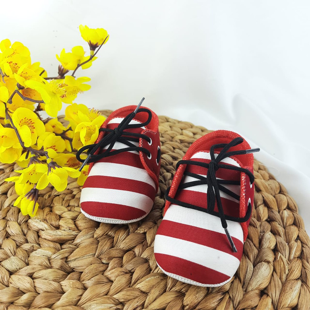 SEPATU PREWALKER BABY BAYI UNISEX MOTIF GARIS 0-12 BULAN GP12