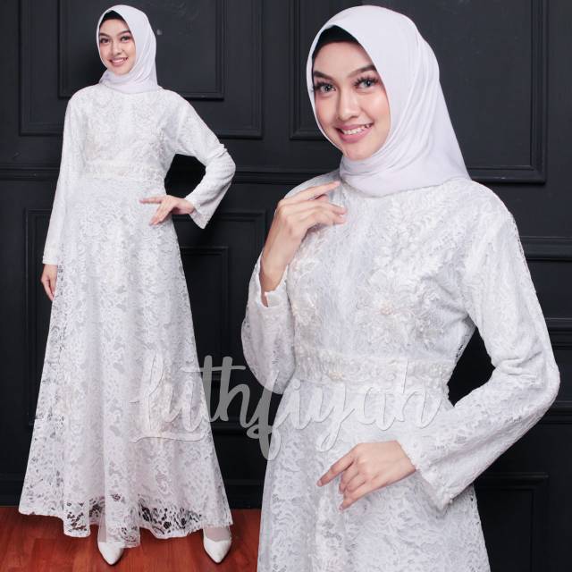 GAMIS PESTA FULL BRUKAT CANTIK / GAMIS PESTA BRUKAT MEWAH