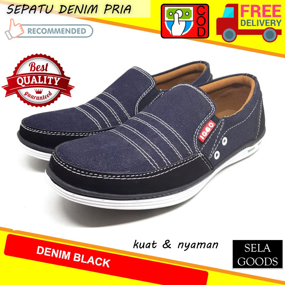IGGO DENIM SEPATU CASUAL PRIA MURAH / SEPATU SLIP ON KASUALPRIA