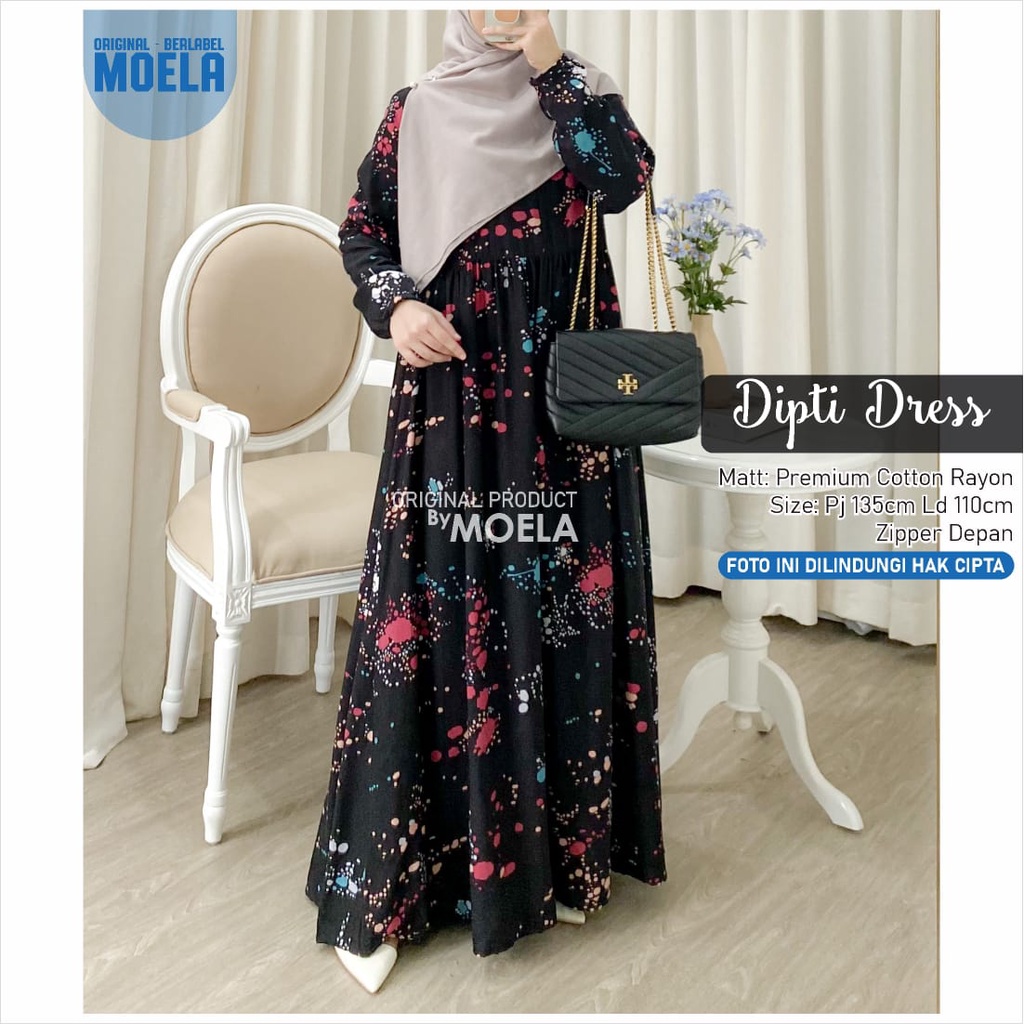 DRESS DIPTI ld 110cm by ORIGINAL MOELA FIECA fashion premium cotton rayon motif BIMBO colourfull bas