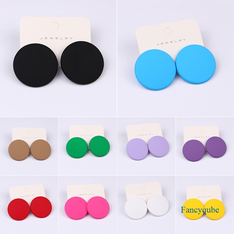 Anting Bentuk Bulat Bahan Akrilik Warna Permen Untuk Wanita