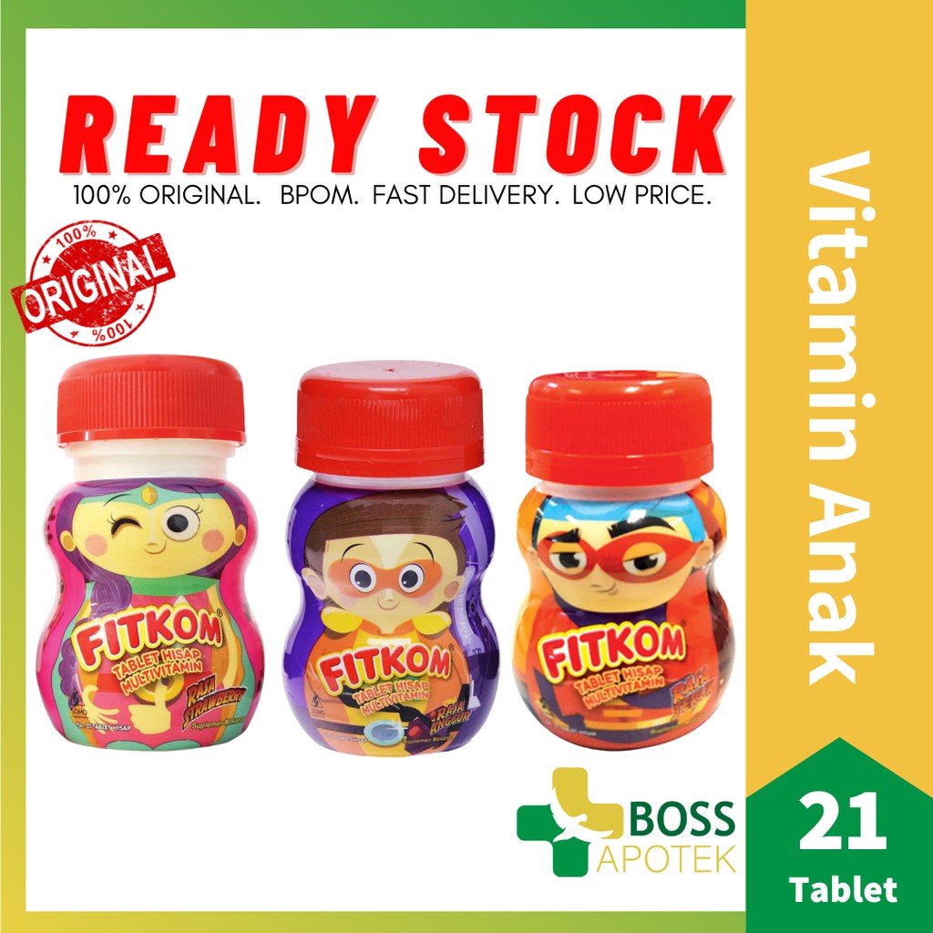FITKOM ANAK 21 TABLET HISAP daya tahan tubuh, suplemen makanan anak