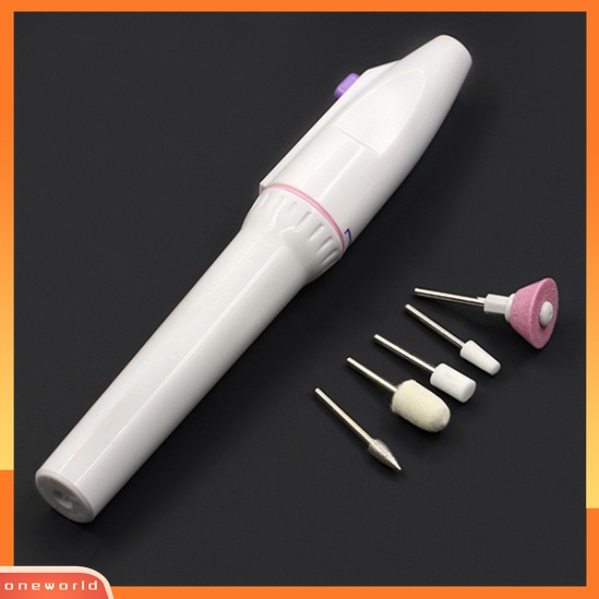 (ONWO) 5pcs / Set Alat Kikir Kuku Elektrik Bentuk Pen Untuk Manicure / Pedicure