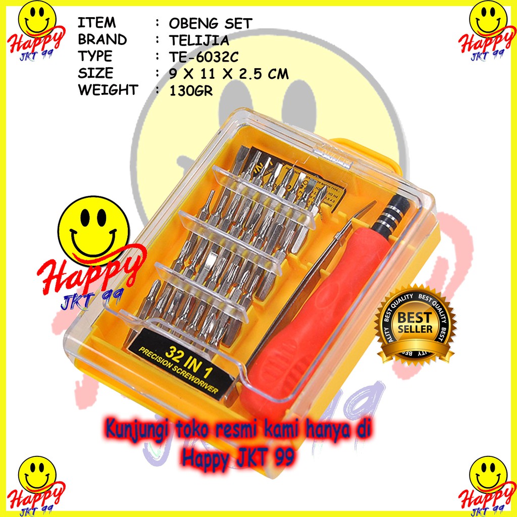 [ HAPPY JKT 99 ] OBENG SET TEKNISI HP LAPTOP TELIJIA TE-6032C 32 IN 1 TE-6032C TE6032C TE 6032 C 32 IN 1 ORIGINAL