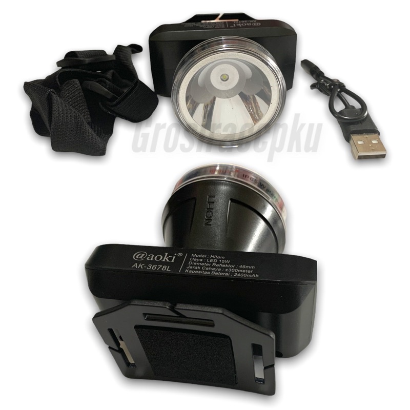 Headlamp / Senter kepala / Senter mancing Aoki 3678 L 15 Watt