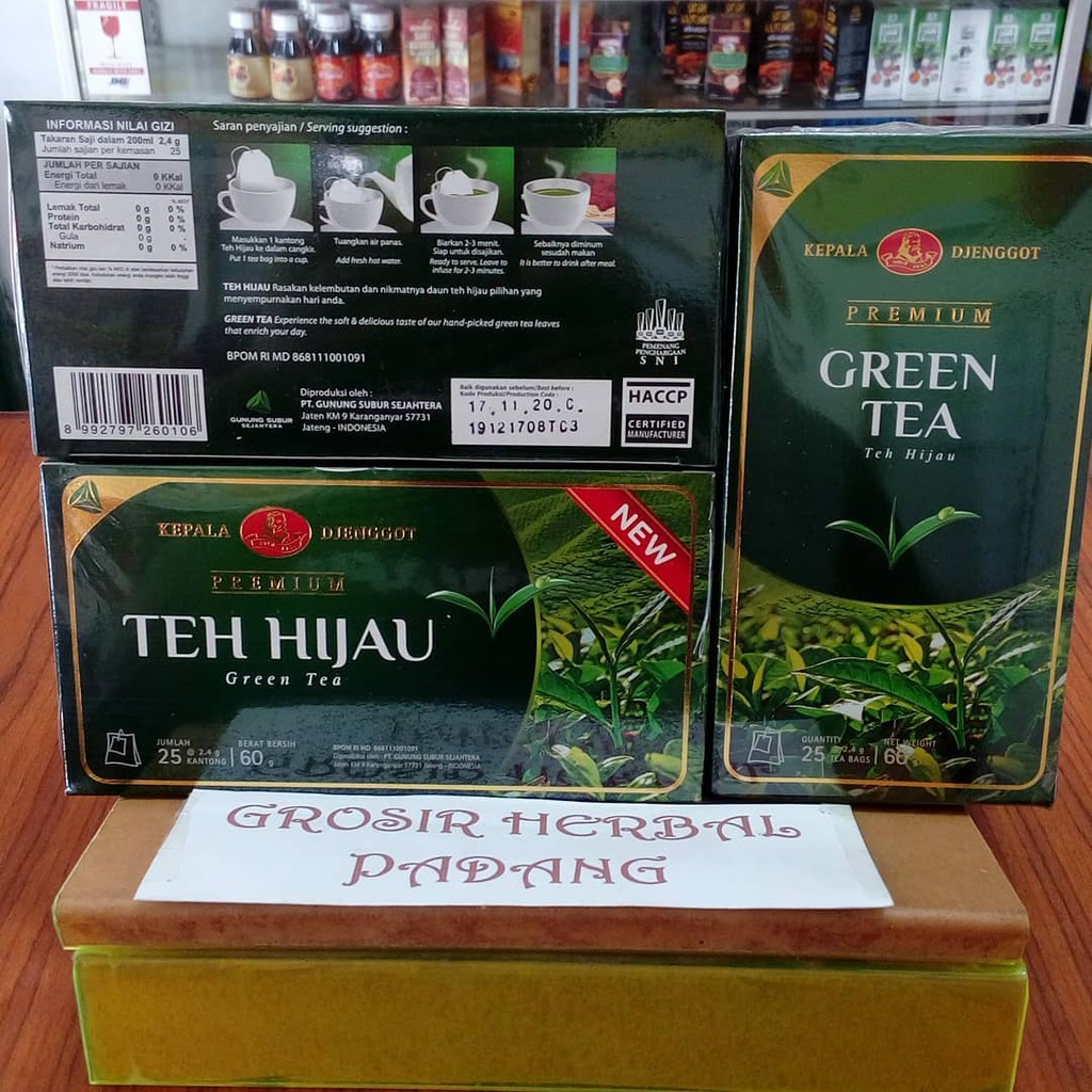 

Teh Hijau Green Tea Cap Kepala Djenggot Jenggot Pemium 25 Sachet Penghargaan SNI