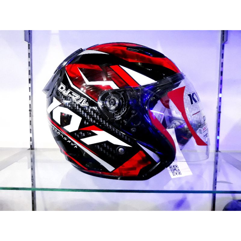 KYT HELM DJ MARU MOTIF #15 BLACK RED GLOSSY | KYT DJ MARU ORIGINAL