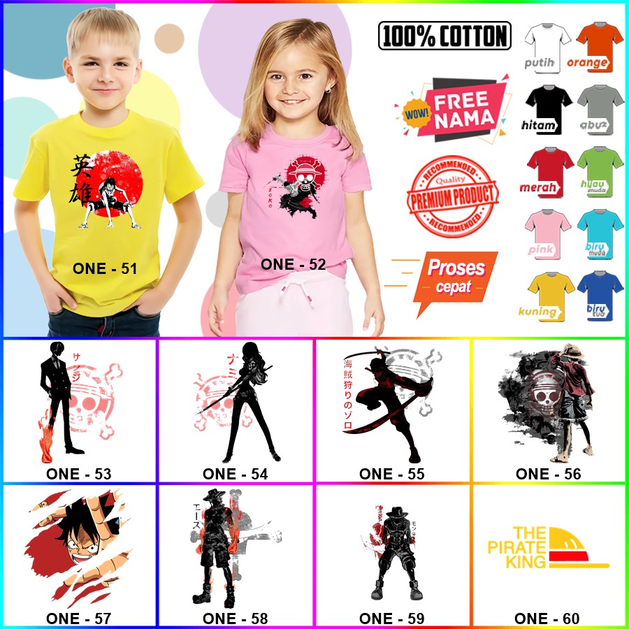 Baju Kaos ANAK DAN DEWASA ONE PIECE COUPLE (FREE NAMA)