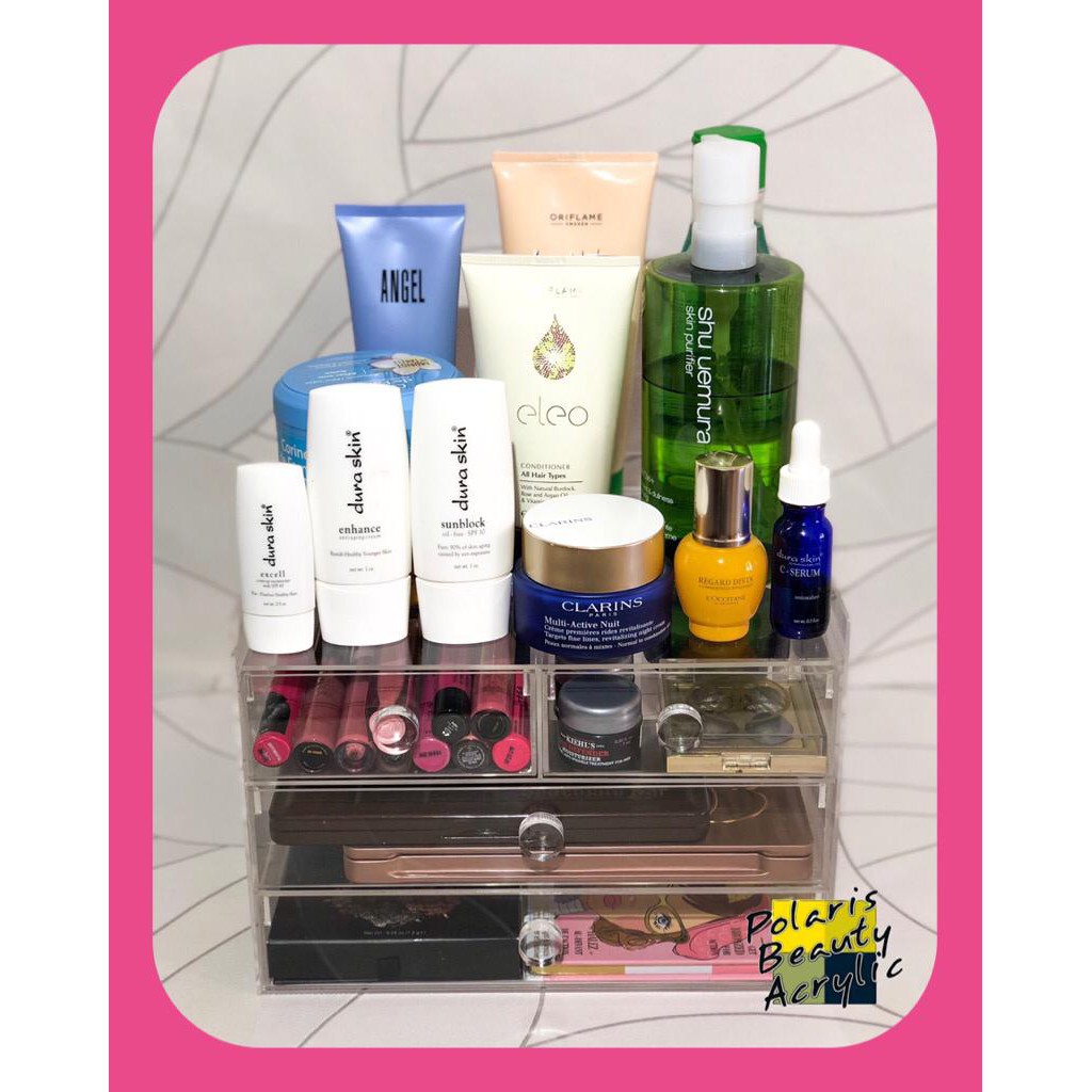 RAK KOSMETIK ACRYLIC-TEMPAT MAKEUP AKRILIK-BEAUTY CASE AKRILIK-BEAUTY BOUNTY MAKEUP ORGANIZER