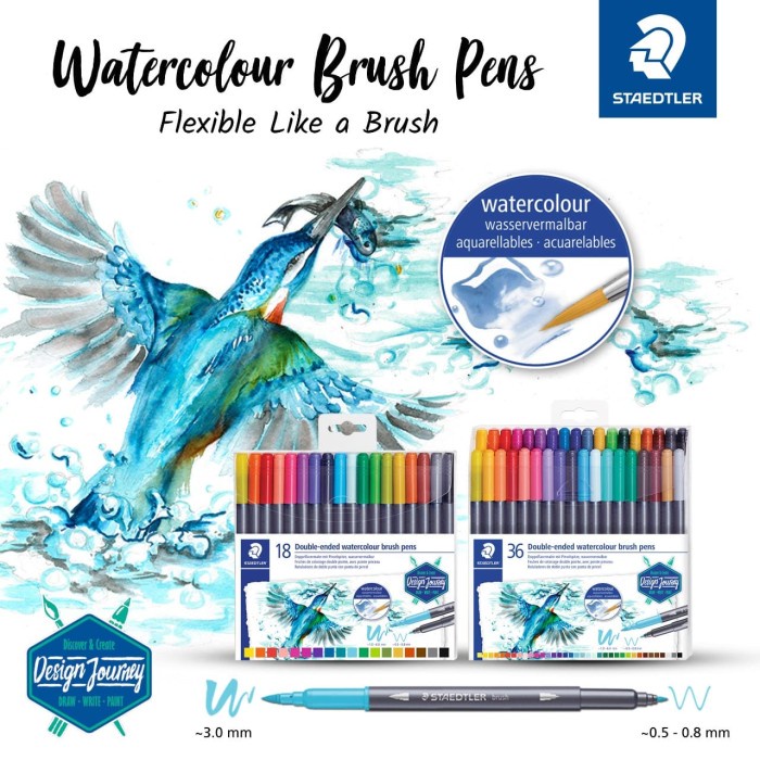 

kaligrafi-perlengkapan- staedtler double-ended watercolour brush pen - 36pcs -perlengkapan-