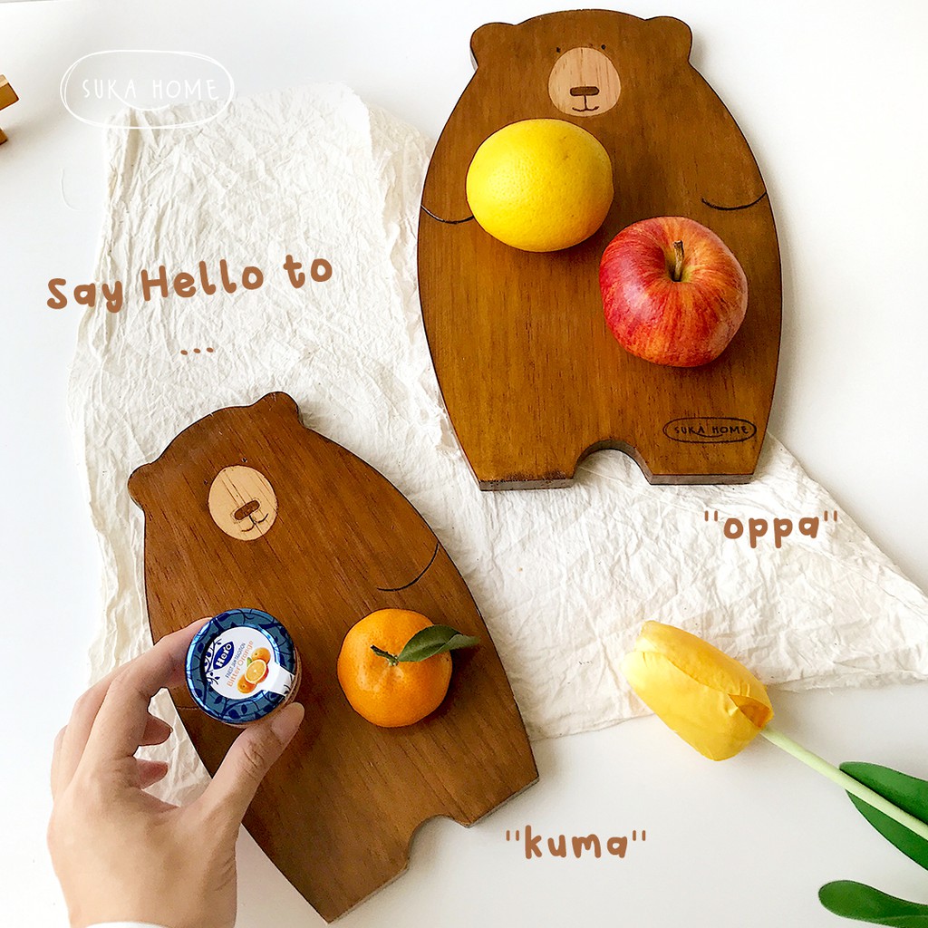Talenan Kayu Export Quality | Cutting Board | Chopboard | Talenan Masak | Serving Board Alas Pemotong Props Foto Model Beruang Lucu ala Korea