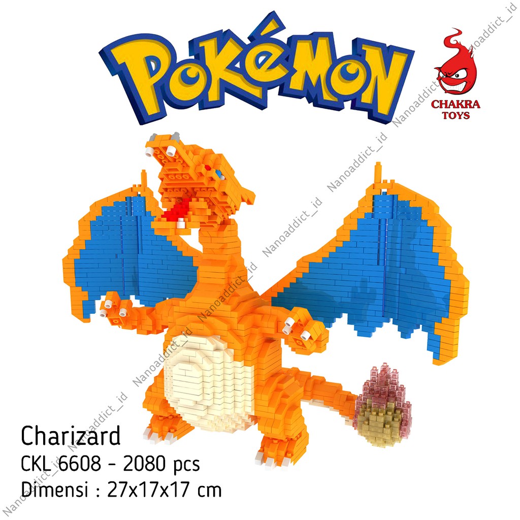 Chakra Pokemon Charizard XXL CKL 6608 - Loz Nanoblock Bricks Nano Block