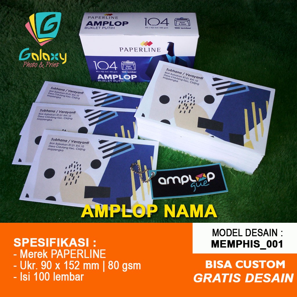 

Amplop Nama, Amplop Print, Memphis 001 - 008