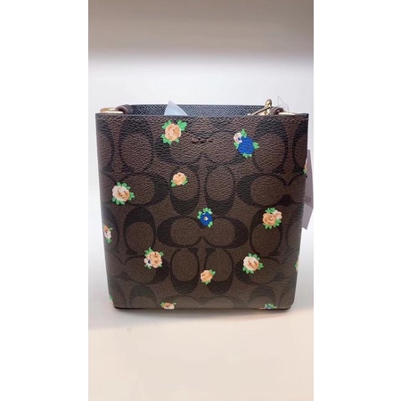 Coach Mini Town Bucket Bag In Signature Canvas With Vintage Mini Rose Print (C7270)