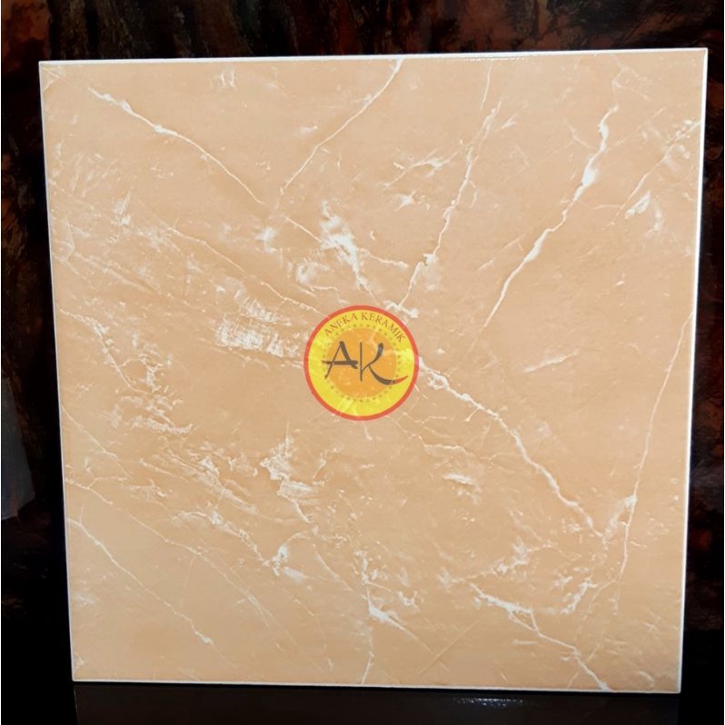 Keramik Lantai Ruangan Motif Marmer Glossy Kilap 40x40 Heliconia Beige KW 1