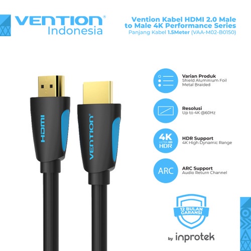 Vention Kabel HDMI V2.0b VAA-M02 Ultra HD untuk Komputer TV dan Proyektor Support 3D 18Gbps 60Hz M02 0.75m /1m / 1.5m / 2m / 3m / 5m