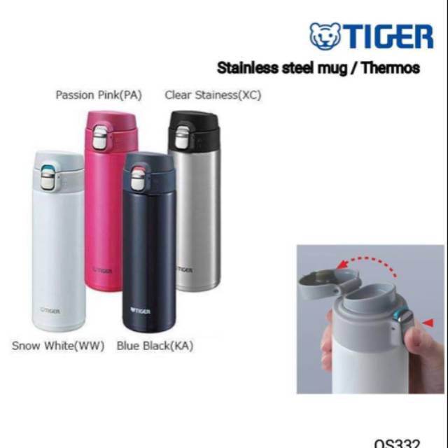 Tiger Stainless Steel Thermos 480 ml Clear Stainless