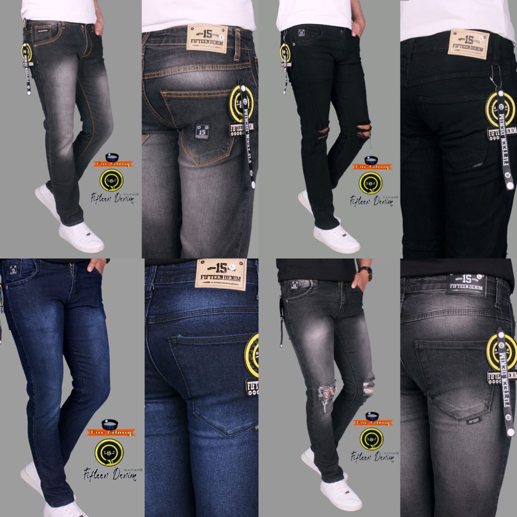 Celana Jeans  panjang pria slimfit Fifteen Casual Premium Quality