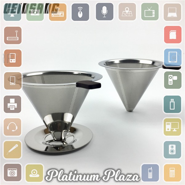 Ueinsang Filter Penyaring Kopi V60 Cone Coffee Dripper Filter Double Layer Small - F`2MEM9J-- Silver