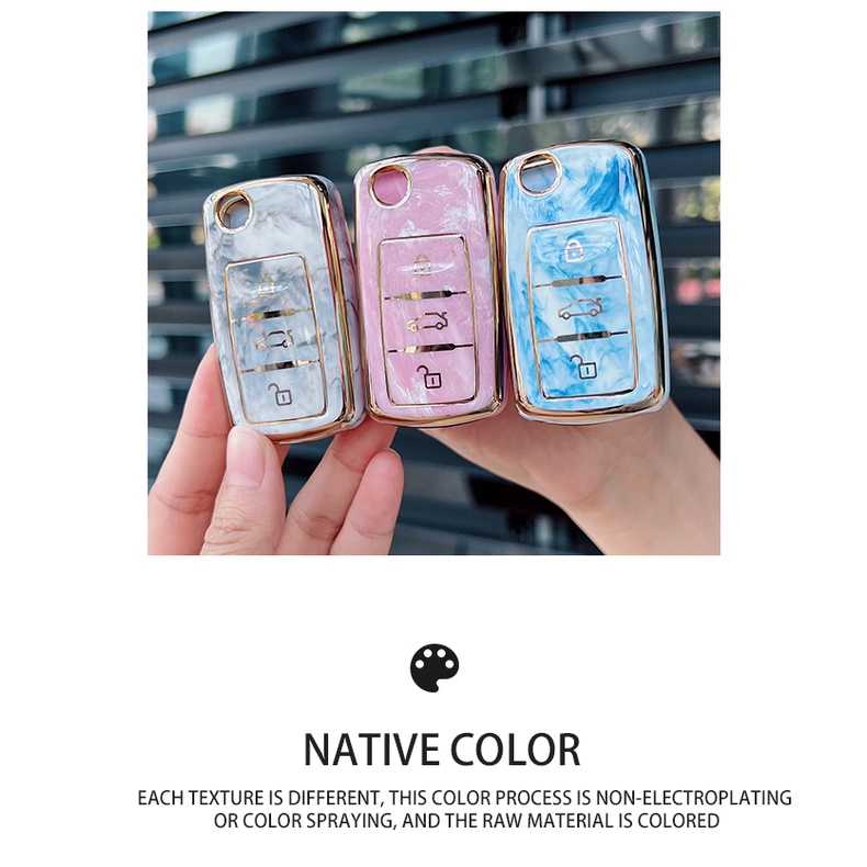 Case Pelindung Kunci Mobil Bahan TPU Motif Giok Untuk Volkswagen Polo Golf 6 5 4 Passat B6 B7 Beetle Skoda Octavia Tiguan Jetta