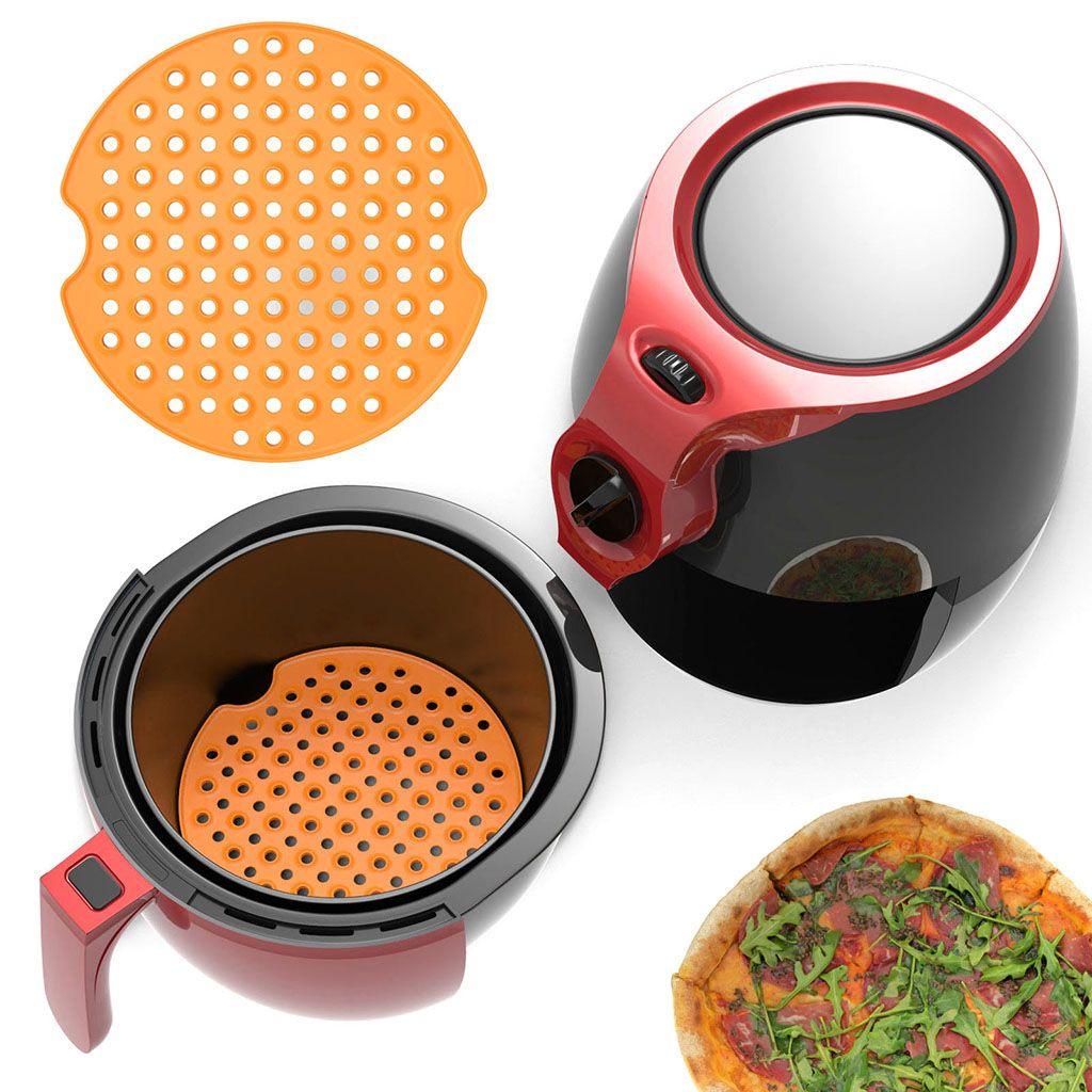 [Elegan] Air Fryer Liners Mudah Membersihkan Tahan Panas Reusable Bulat Gadget Dapur Mat Silikon Anti Lengket