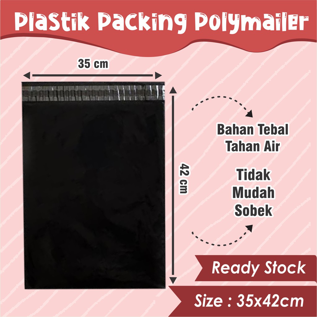 

PLASTIK POLYMAILER PACKING OLSHOP HITAM TEBAL MURAH 35 x 42 ECER