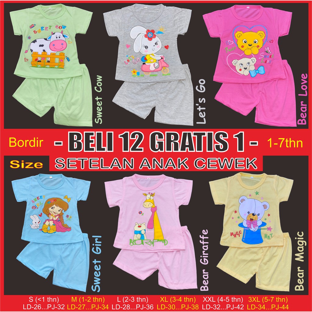 RAINBOW SETELAN / SET BAJU ANAK CEWEK 1- 7 TAHUN &quot;BORDIR SERIES PART 2&quot;