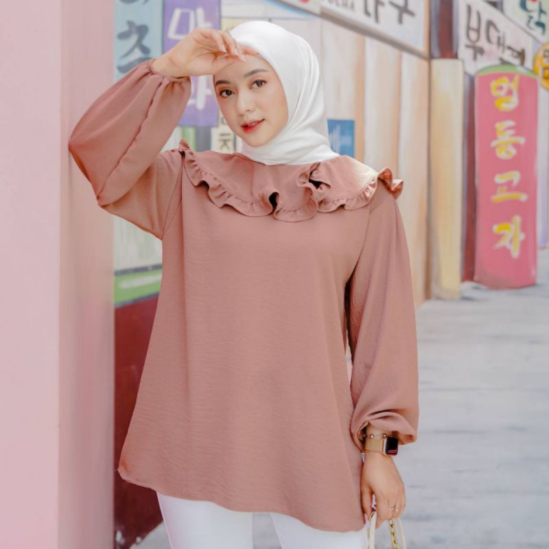 Blouse Atasan Wanita Rayon Crincle Fashion Hijab Solo Murah