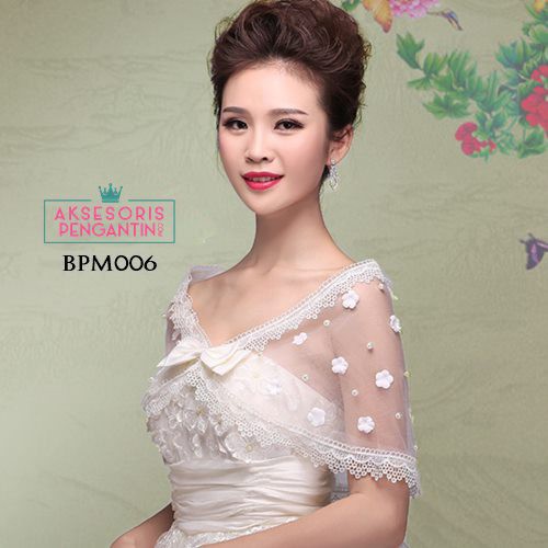 [READY STOCK] BOLERO WEDDING PENGANTIN AKSESORIS CARDIGAN PESTA MODERN PUTIH BPM006