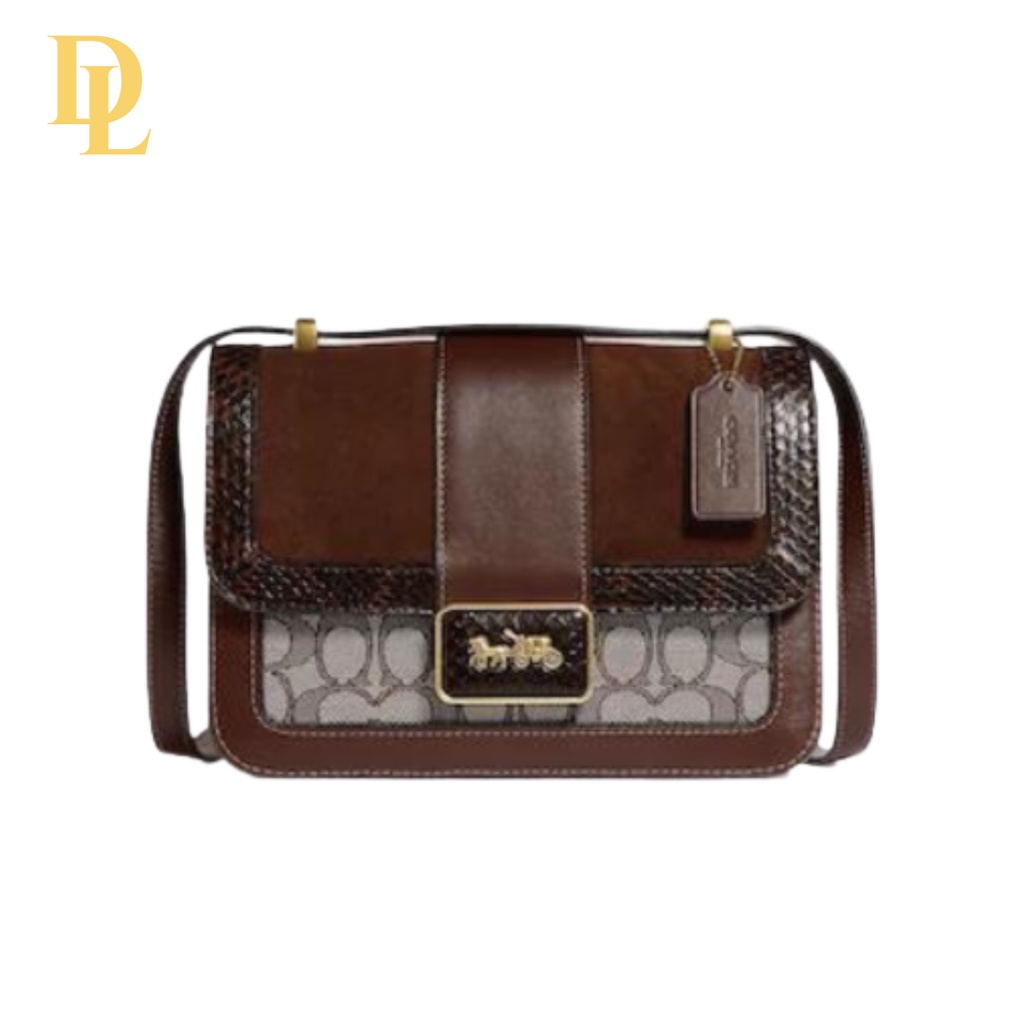 Coach Alie Shoulder Bag In Signature Jacquard With Snakeskin Detail (C0712)