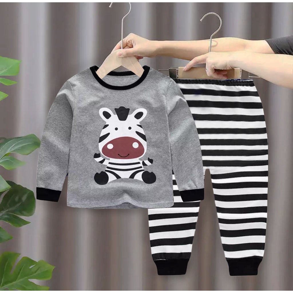 COD-PIYAMA KAOS ZEBRA ANAK SETELAN ANAK BAHAN KAOS 1-5 TAHUN TERBARU SETELAN TERLARIS BAJU ANAK LAKI BAJU ANAK KEKINIAN BAJU ANAK TRENDY