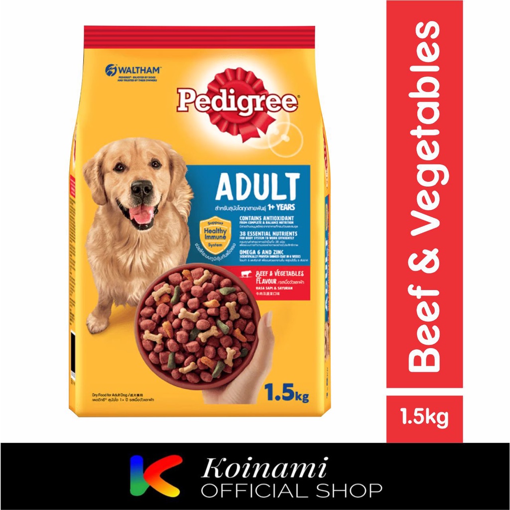 PEDIGREE ADULT BEEF 1.5KG DRY FOOD / DOG FOOD / MAKANAN ANJING