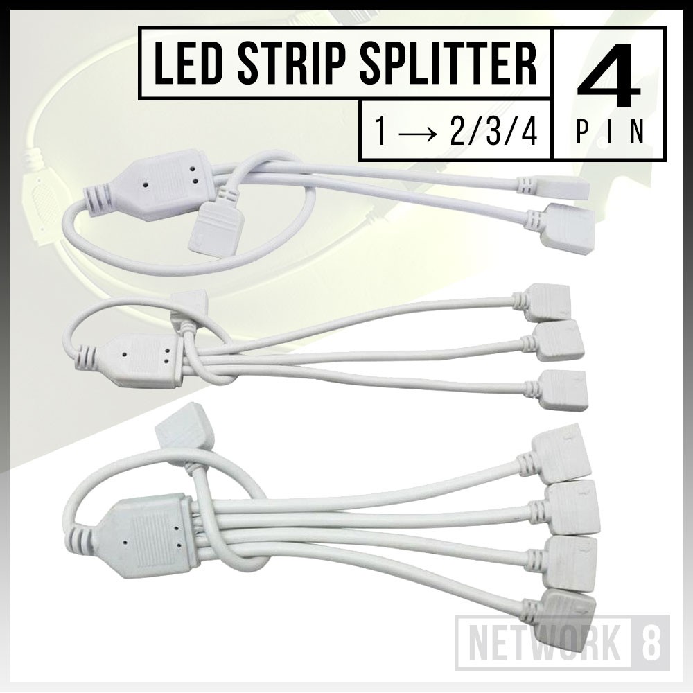 KABEL KONEKTOR CABANG PEMISAH LAMPU LED STRIP RGB 4 PIN 1-TO-2-3-4 SPLITTER UNTUK DC 12V 2835 5050