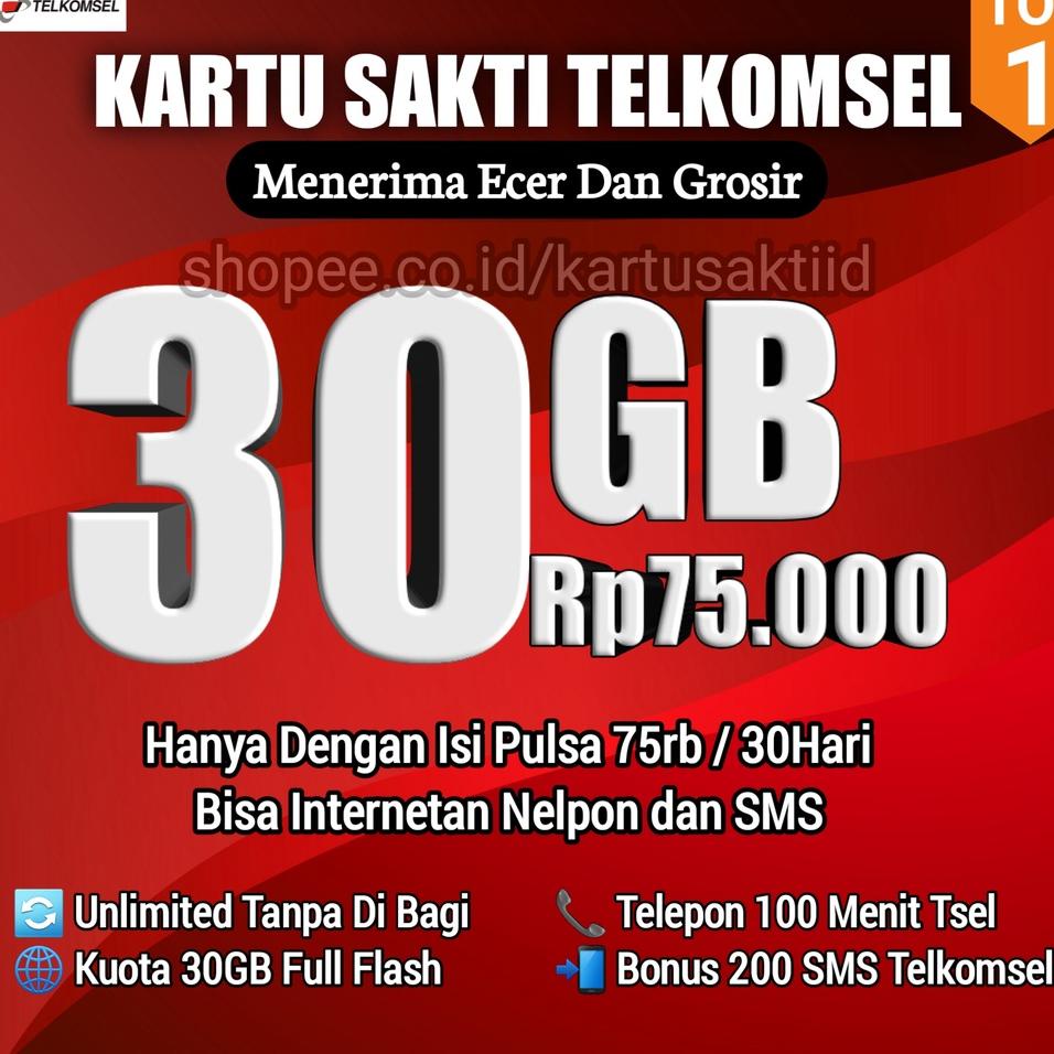 Eksklusif Kartu Sakti Telkomsel Kartu Perdana Telkomsel Combo Sakti 30GB 24GB 20GB Telkomsel Paling