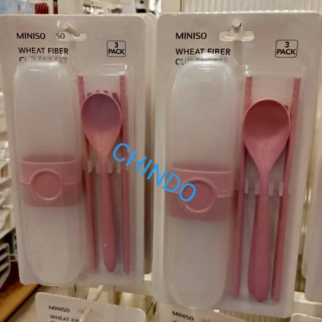 MINISO JEPAN STYLE WHEAT FIBER CUTLERY SET 3PACK SENDOK GARPU SUMPIT