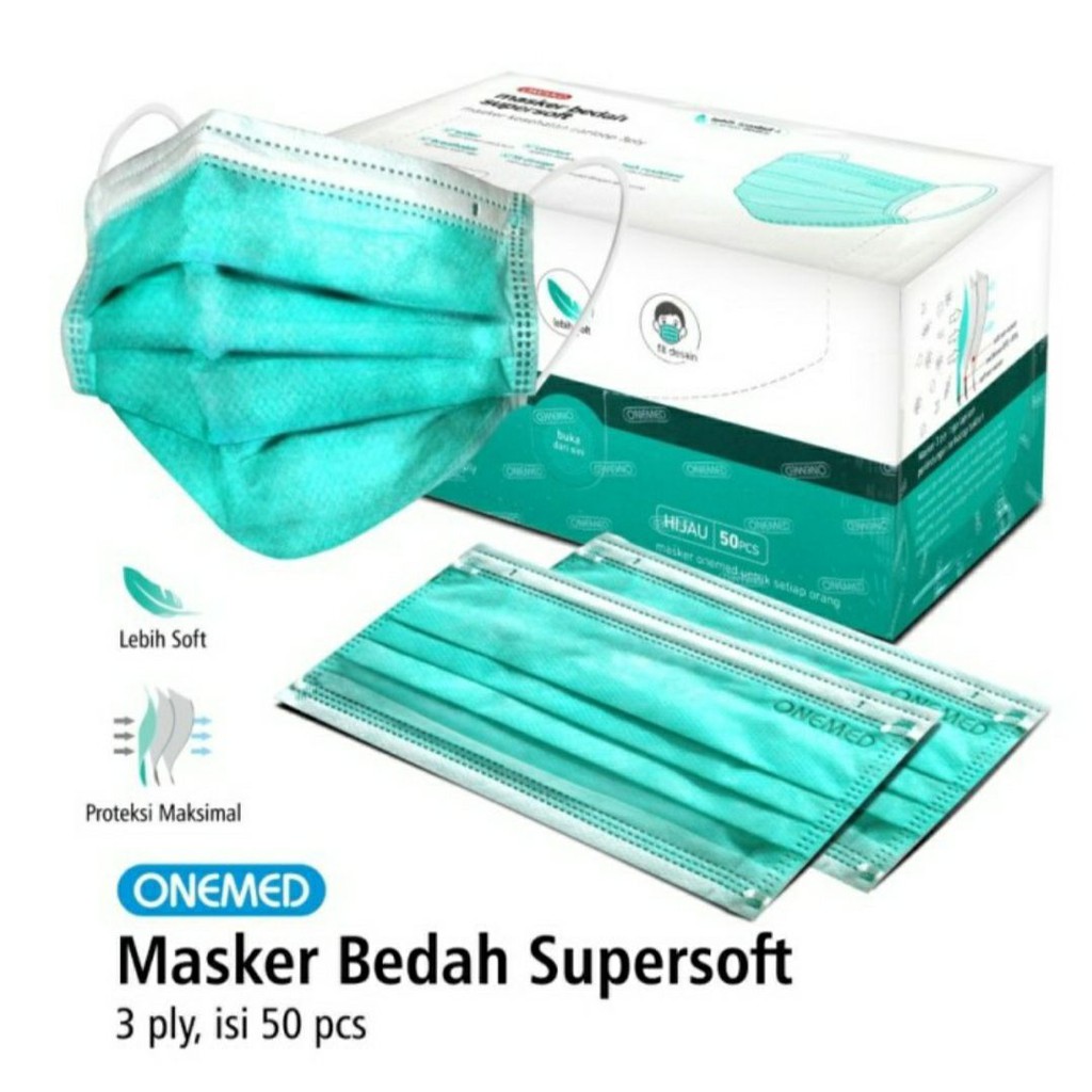 Masker Super Soft Onemed Hijau Masker Medis Supersoft Onemed