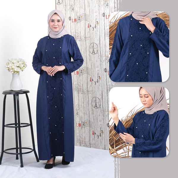 Baju Gamis Wanita Kekinian Adora Fashion Varian Peace Ungu Navy Abu Muda Ukuran All Size