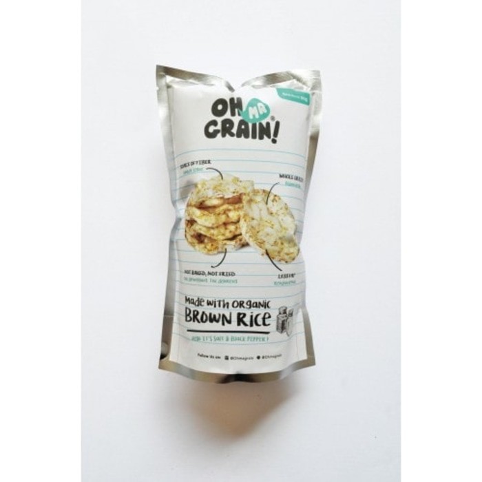 

Oh Ma Grain, Organic Brown Rice Cakes Salt & Black Pepper 45 gr